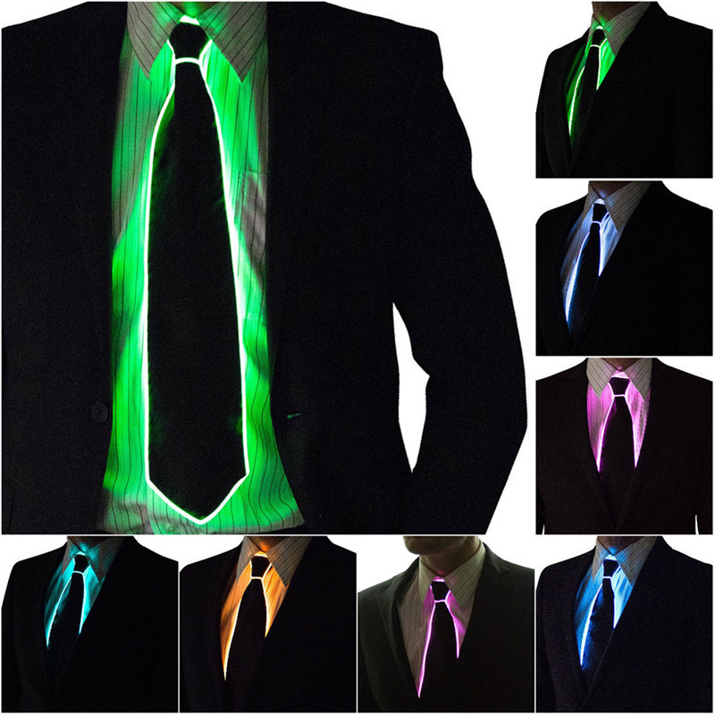 Led El Wire - Corbata brillante para hombre, alambre de