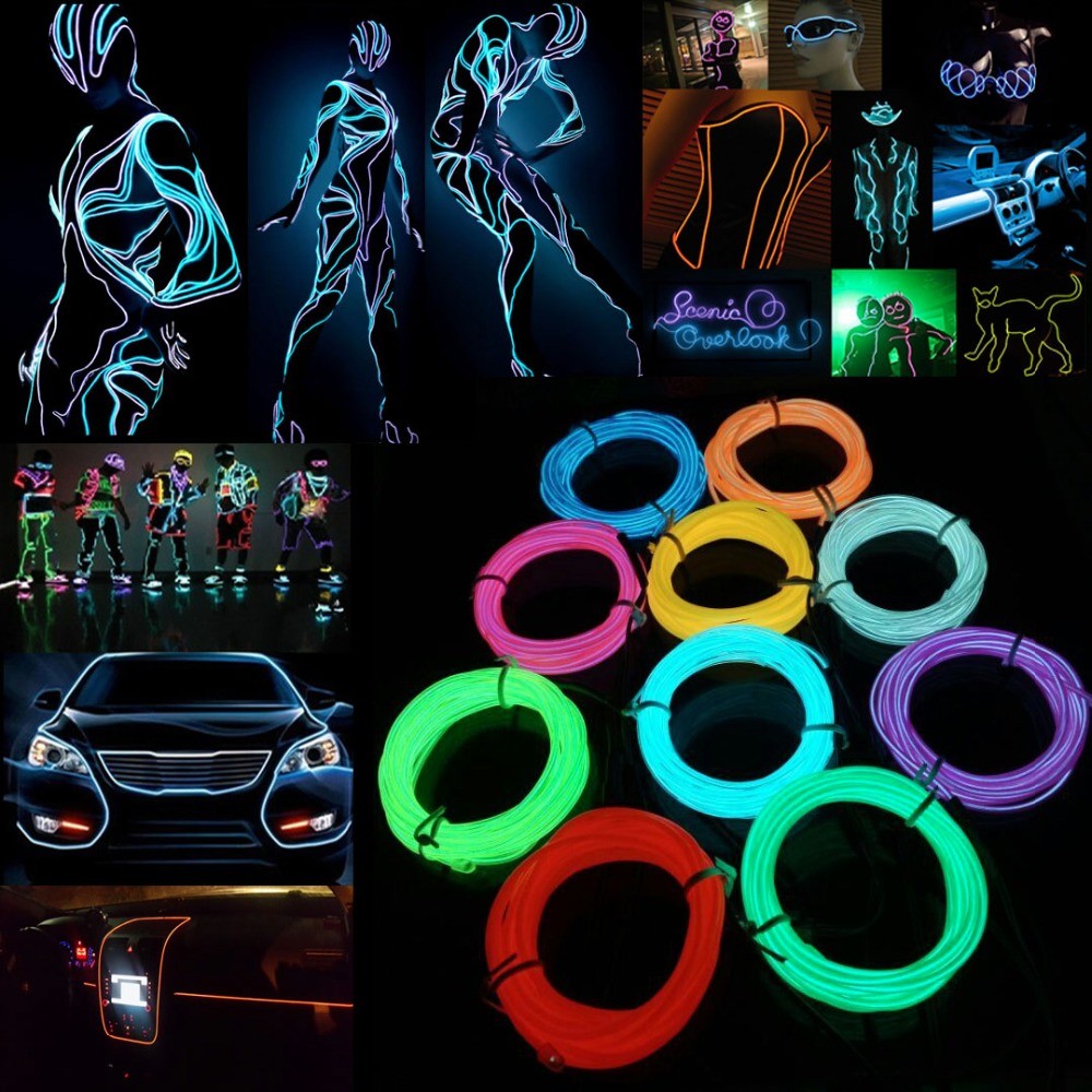 Cable de luces LED de neón, pa - Led El Wire reseña y precio