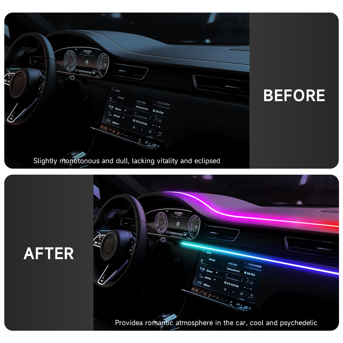 Luz LED ambiental para coche,  - Led El Wire reseña y precio